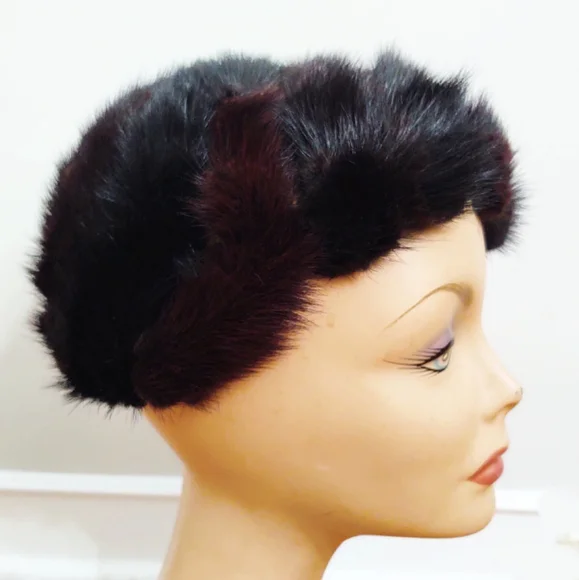 Mod Vintage 1960's Swirled Mink Beret Hat Chapeaux - Picture 6 of 8